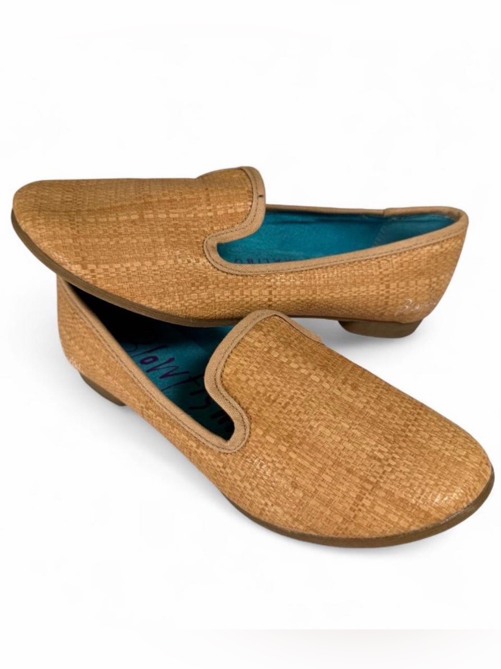 Women’s Tan Woven Slip-On Loafers - Comfortable Everyday Flats